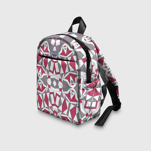 Детский рюкзак Геометрический узор красно серый / 3D-принт – фото 3