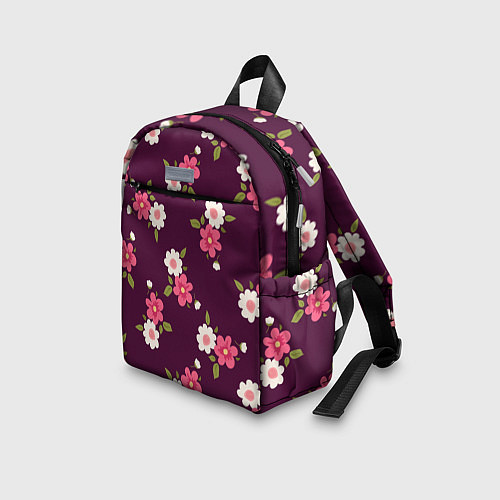 Детский рюкзак Цветочный паттерн в розовых оттенках / 3D-принт – фото 3