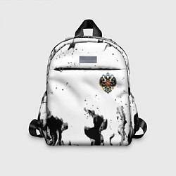 Детский рюкзак Герб РФ огненный стиль чернобелый, цвет: 3D-принт