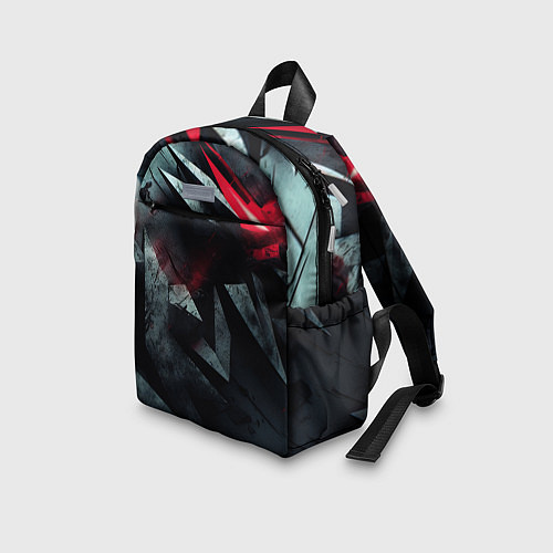 Детский рюкзак Черная металлическая с красной вставкой / 3D-принт – фото 3