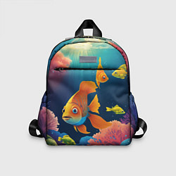 Детский рюкзак Оранжевые рыбки и кораллы под водой, цвет: 3D-принт