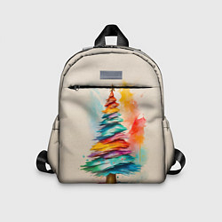 Детский рюкзак Новогодняя ель акварелью на холсте, цвет: 3D-принт
