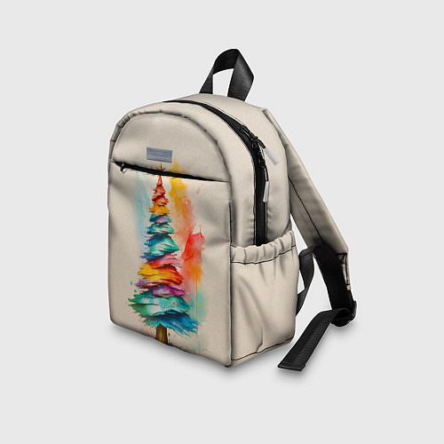 Детский рюкзак Новогодняя ель акварелью на холсте / 3D-принт – фото 3