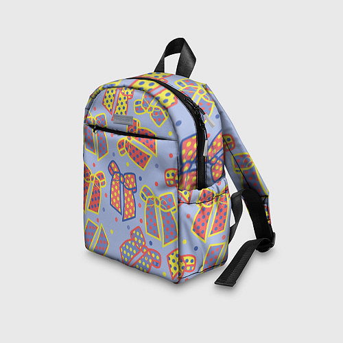 Детский рюкзак Узор с яркими разноцветными бантами в горошек / 3D-принт – фото 3
