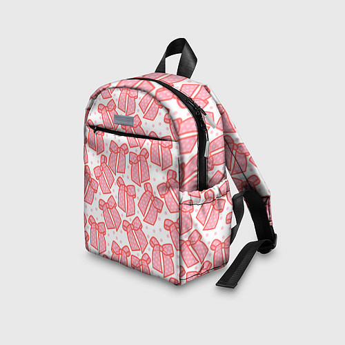 Детский рюкзак Узор с розовыми бантами в горошек / 3D-принт – фото 3