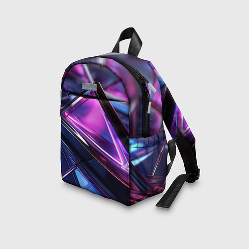 Детский рюкзак Фиолетовые абстрактные треугольники / 3D-принт – фото 3