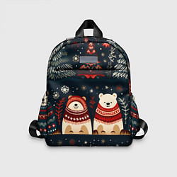 Детский рюкзак Новогодние медведи графика, цвет: 3D-принт
