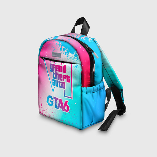 Детский рюкзак GTA6 neon gradient style / 3D-принт – фото 3