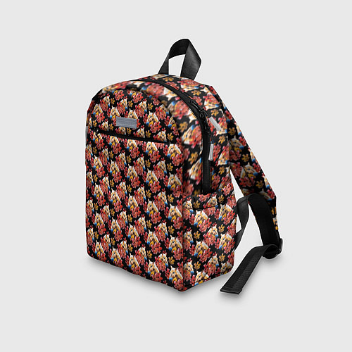 Детский рюкзак Лошади и цветы на чёрном фоне / 3D-принт – фото 3