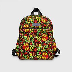 Детский рюкзак Хохломская роспись красные цветы и ягоды, цвет: 3D-принт