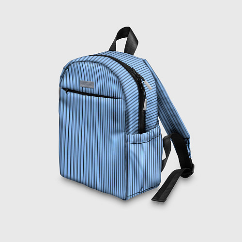 Детский рюкзак Строгий небесно-голубой в полоску / 3D-принт – фото 3