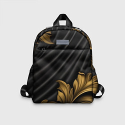 Детский рюкзак Лепнина золотые узоры на черной ткани, цвет: 3D-принт