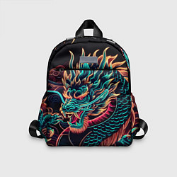 Детский рюкзак Неоновое ирезуми японского дракона, цвет: 3D-принт