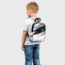 Детский рюкзак Mercedes benz краски чернобелая геометрия, цвет: 3D-принт — фото 2