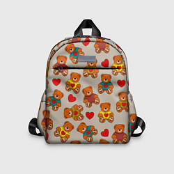 Детский рюкзак Мишки в свитерах и сердечки, цвет: 3D-принт
