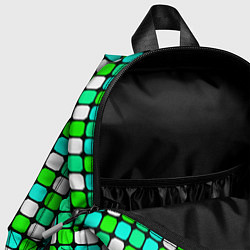 Детский рюкзак Зелёные и белые квадраты, цвет: 3D-принт — фото 2