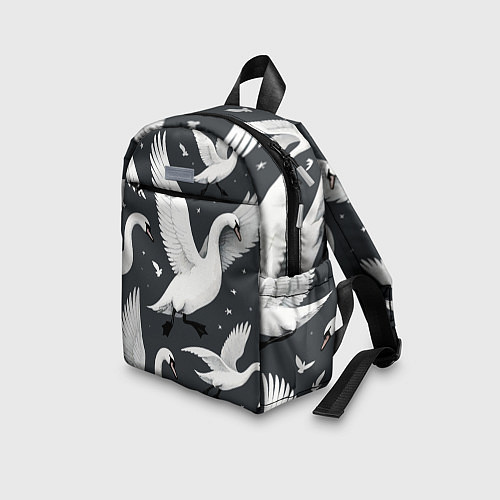 Детский рюкзак Стая белых лебедей летящих в небе / 3D-принт – фото 3