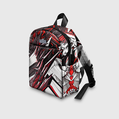 Детский рюкзак Белый и красный агрессивный металл / 3D-принт – фото 3