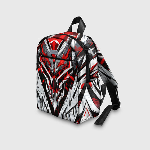 Детский рюкзак Агрессивный череп белый и красный / 3D-принт – фото 3