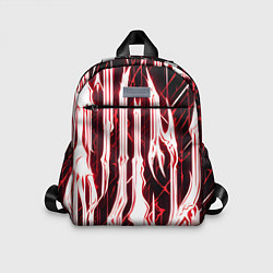 Детский рюкзак Красные неоновые полосы на чёрном фоне, цвет: 3D-принт