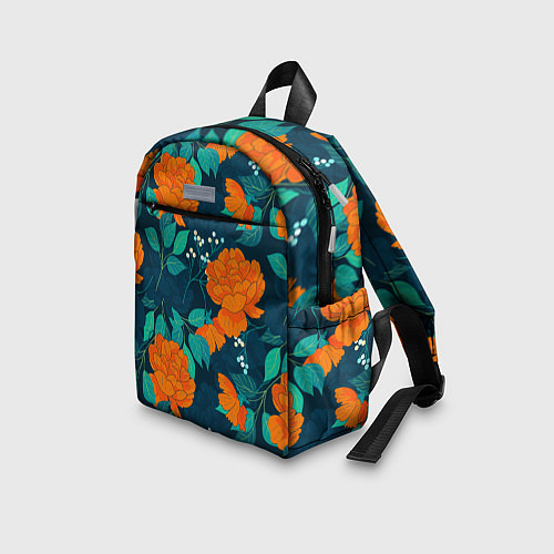Детский рюкзак Паттерн с оранжевыми цветами / 3D-принт – фото 3