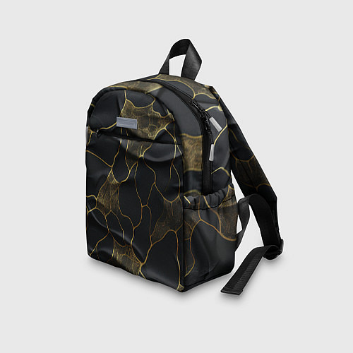 Детский рюкзак Золотые волнистые волны на черной ткани / 3D-принт – фото 3