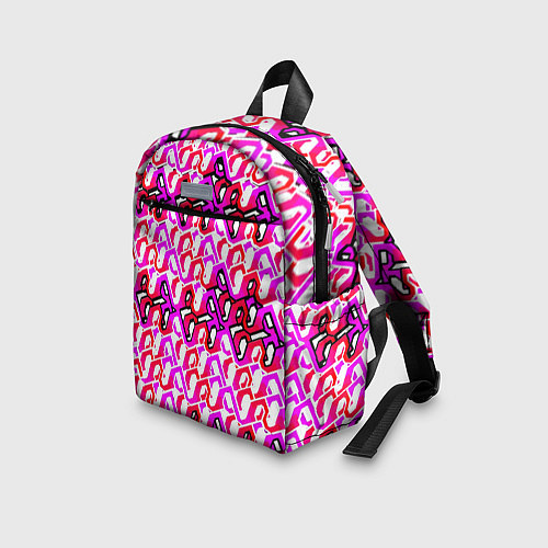 Детский рюкзак Розовый узор и белая обводка / 3D-принт – фото 3
