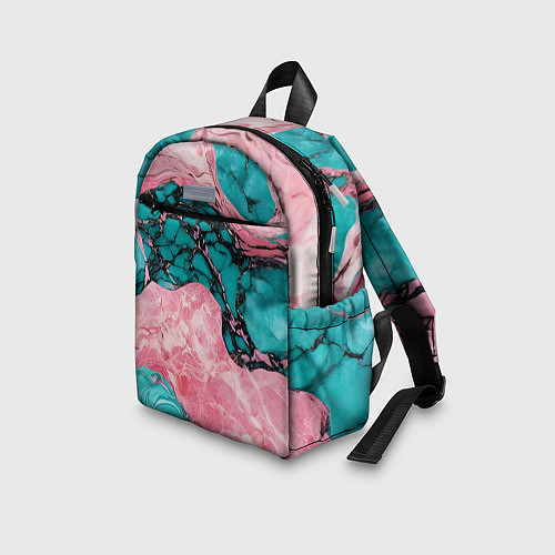 Детский рюкзак Розово-бирюзовый мрамор / 3D-принт – фото 3