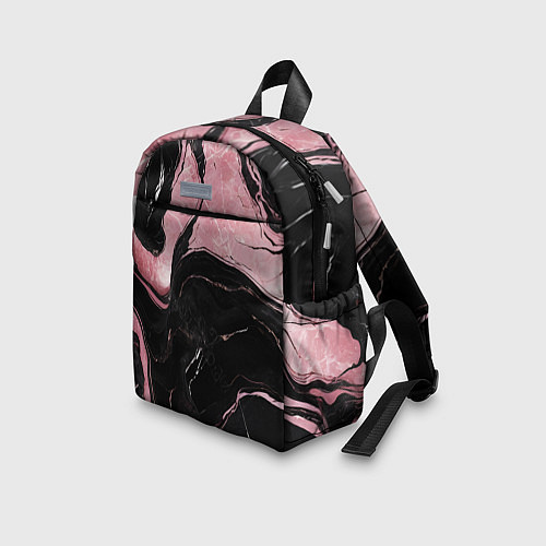 Детский рюкзак Черно-розовый мрамор / 3D-принт – фото 3