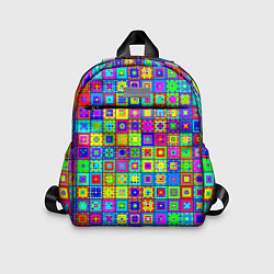 Детский рюкзак Узор из разноцветных квадратов, цвет: 3D-принт