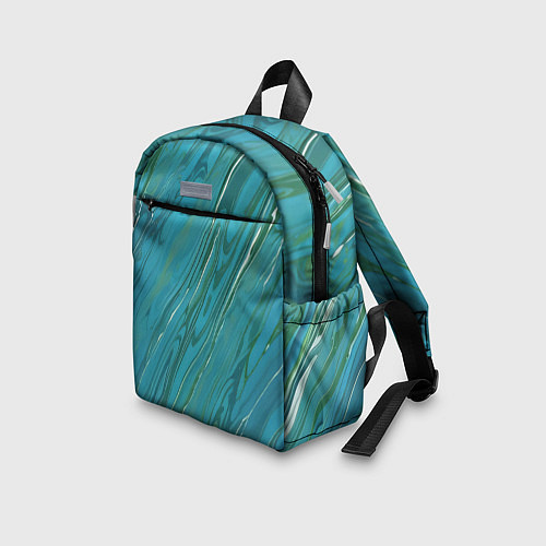 Детский рюкзак Жидкая текстура оттенков морской волны / 3D-принт – фото 3