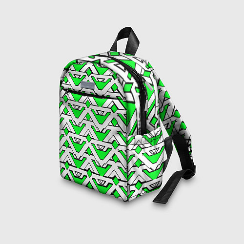 Детский рюкзак Бело-зелёный узор / 3D-принт – фото 3