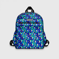Детский рюкзак Синий узор и чёрная обводка, цвет: 3D-принт