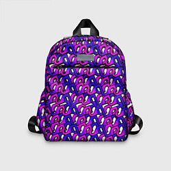 Детский рюкзак Фиолетовый узор и чёрная обводка, цвет: 3D-принт