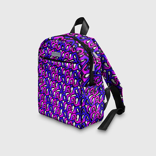Детский рюкзак Фиолетовый узор и чёрная обводка / 3D-принт – фото 3