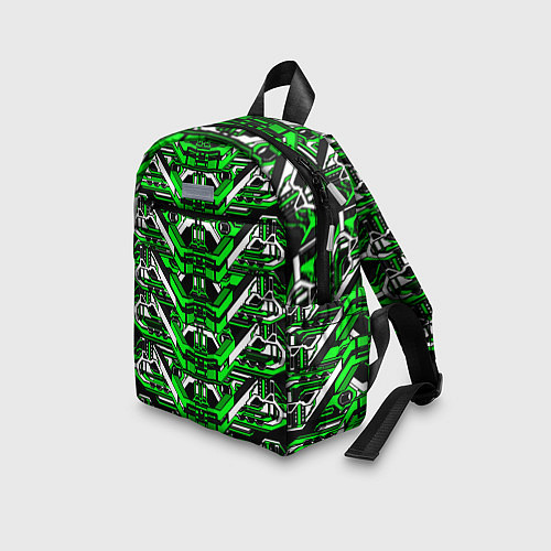 Детский рюкзак Зелёно-белая техно броня / 3D-принт – фото 3