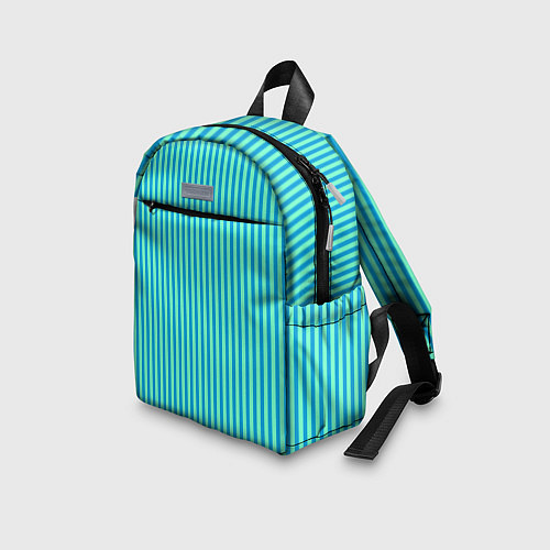 Детский рюкзак Зелёно-голубой полосатый / 3D-принт – фото 3