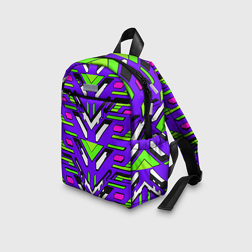 Детский рюкзак Техно броня фиолетово-зелёная / 3D-принт – фото 3