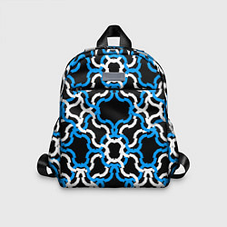 Детский рюкзак Сине-белые полосы на чёрном фоне, цвет: 3D-принт