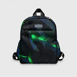 Детский рюкзак Объемная геометрическая зеленая неоновая абстракци, цвет: 3D-принт