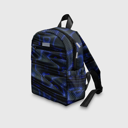 Детский рюкзак Темно синие карбоновые волны / 3D-принт – фото 3