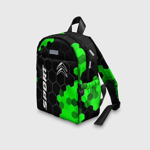 Детский рюкзак Citroen green sport hexagon / 3D-принт – фото 3