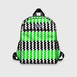 Детский рюкзак Вертикальные чёрно-зелёные полосы, цвет: 3D-принт