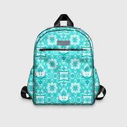 Детский рюкзак Бирюзовая цветочная геометрия, цвет: 3D-принт