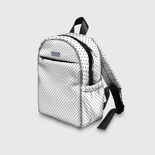 Детский рюкзак Белый в чёрный маленький горошек / 3D-принт – фото 3