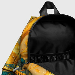 Детский рюкзак Листья абстрактные золото и бирюза, цвет: 3D-принт — фото 2