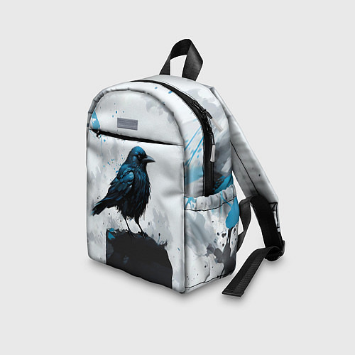 Детский рюкзак Ворон с чёрно-голубым оперением / 3D-принт – фото 3