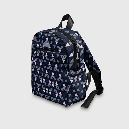 Детский рюкзак Чёрно-синий паттерн треугольники / 3D-принт – фото 3
