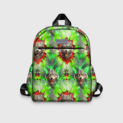 Детский рюкзак Волки из зеленого паттерна, цвет: 3D-принт