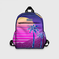 Детский рюкзак Vaporwave неоновые горы и пальмы, цвет: 3D-принт